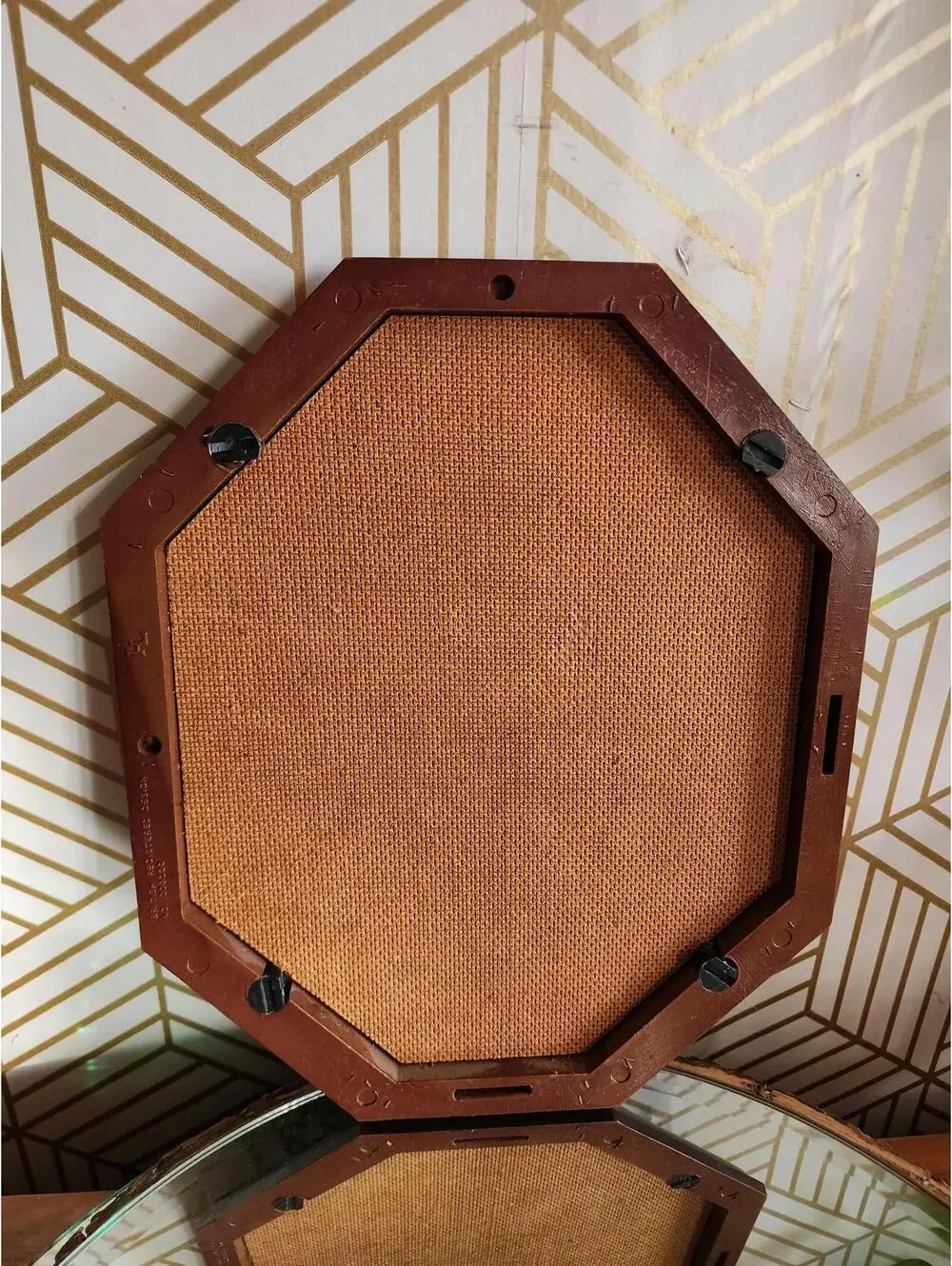 Vintage Octagon Faux Wood 8x10 Frame - HL British Registered Made in Hong Kong